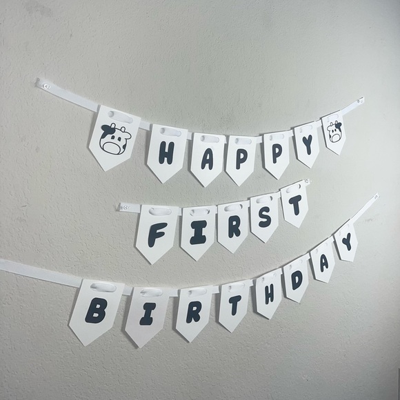 Happy First Birthday Banner Cow Themed 🐮 - Picture 3 of 4